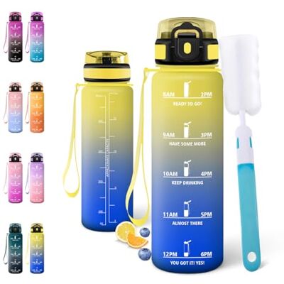 Motswedi Trinkflasche 500ml, Sport Wasserflasche, mit Bürste, Auslaufsicher, Trinkflasche Kohlensäure Geeignet, Flasche Sport, Wasserflasche Für Fitness, Schule und Büro, Gelb & Königsblau Motswedi Trinkflasche 500ml, Sport Wasserflasche, mit Bürste, Auslaufsicher, Trinkflasche Kohlensäure Geeignet, Flasche Sport, Wasserflasche Für Fitness, Schule und Büro, Gelb & Königsblau