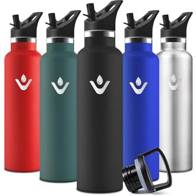 Motswedi Trinkflasche, 750 ml BPA-Frei, Trinkflasche Edelstahl, Mit Strohhalm und 2 Deckeln, Flasche, 18/8 Edelstahl, Wasserflasche, Doppellagige Isolierung, Isolierflasche für Yoga, Sports Schwarz Motswedi Trinkflasche, 750 ml BPA-Frei, Trinkflasche Edelstahl, Mit Strohhalm und 2 Deckeln, Flasche, 18/8 Edelstahl, Wasserflasche, Doppellagige Isolierung, Isolierflasche für Yoga, Sports Schwarz