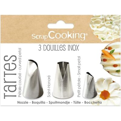 ScrapCooking 3er-Set Tortentüllen Edelstahl Spritztüllen in Profiqualität – Für Spritzbeutel – Kuchendekoration & Dessert-Deko – Blütentülle, Petalentülle, Saint-Honoré-Tülle 1836 ScrapCooking 3er-Set Tortentüllen Edelstahl Spritztüllen in Profiqualität – Für Spritzbeutel – Kuchendekoration & Dessert-Deko – Blütentülle, Petalentülle, Saint-Honoré-Tülle 1836