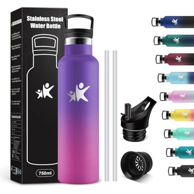 KollyKolla Trinkflasche Edelstahl 750ml, Thermoskanne BPA-Frei, Auslaufsichere Isolierflasche Doppelwandig, Wasserflasche Kohlensaeure Geeignet, für Fitness, Schule, Outdoor, Erwachsener, Kinder KollyKolla Trinkflasche Edelstahl 750ml, Thermoskanne BPA-Frei, Auslaufsichere Isolierflasche Doppelwandig, Wasserflasche Kohlensaeure Geeignet, für Fitness, Schule, Outdoor, Erwachsener, Kinder