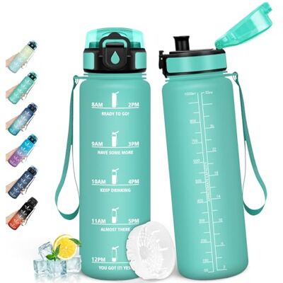 HoneyHolly Trinkflasche 1L, Auslaufsicher mit Zeitmarkierung, Wasserflasche, Sportflasche mit Filter, Trinkflasche Kohlensäure Geeignet, Flasche, Wasserflasche Sport für Outdoor, Fahrrad, Fitness HoneyHolly Trinkflasche 1L, Auslaufsicher mit Zeitmarkierung, Wasserflasche, Sportflasche mit Filter, Trinkflasche Kohlensäure Geeignet, Flasche, Wasserflasche Sport für Outdoor, Fahrrad, Fitness