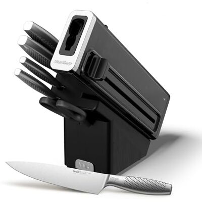 Ninja StaySharp Messerset, 6-teiliges Edelstahl-Messerset mit integriertem Messerschärfer, mit Küchen- und Kräuterschere, Schwarz K62006EUUK Ninja StaySharp Messerset, 6-teiliges Edelstahl-Messerset mit integriertem Messerschärfer, mit Küchen- und Kräuterschere, Schwarz K62006EUUK