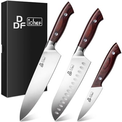 DDF iohEF Messerset 3-tlg, Küchenmesser set Professionelles Scharfes Kochmesserset aus Edelstahl mit Ergonomischem Griff Inklusive Kochmesser, Santokumesser & Schälmesser DDF iohEF Messerset 3-tlg, Küchenmesser set Professionelles Scharfes Kochmesserset aus Edelstahl mit Ergonomischem Griff Inklusive Kochmesser, Santokumesser & Schälmesser