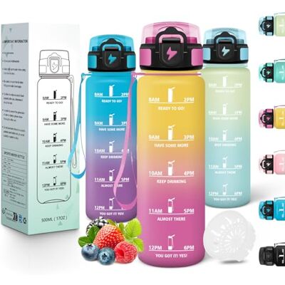 Motswedi Trinkflasche Sport, 500ml BPA-Frei, Trinkflasche Kohlensäure Geeignet, Auslaufsicher, Wasserflasche, Mit Zeitstempel, Flasche, Sportflasche, für Yoga, Schule, Tägliche Reisen, Gelbrosa Motswedi Trinkflasche Sport, 500ml BPA-Frei, Trinkflasche Kohlensäure Geeignet, Auslaufsicher, Wasserflasche, Mit Zeitstempel, Flasche, Sportflasche, für Yoga, Schule, Tägliche Reisen, Gelbrosa