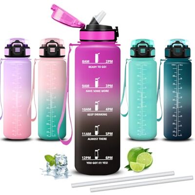 Mujigaga Wasserflasche- 1l- Trinkflasche Sport, Trinkflasche mit Strohhalm, Leicht zu Reinigen, Wasserflasche Auslaufsicher, Kann mit dir Tragen, Flasche für Wandern, Yoga, Camping, Klettern Mujigaga Wasserflasche- 1l- Trinkflasche Sport, Trinkflasche mit Strohhalm, Leicht zu Reinigen, Wasserflasche Auslaufsicher, Kann mit dir Tragen, Flasche für Wandern, Yoga, Camping, Klettern