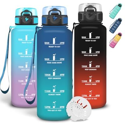 Grsta Trinkflasche 1 5 liter, Wasserflasche mit Filter und Schnürung, Sichere Verriegelung, Trinkflasche Sport Auslaufsichere, Mit Zeitmarkierung, Flasche für Reisen, Camping, Wandern Grsta Trinkflasche 1 5 liter, Wasserflasche mit Filter und Schnürung, Sichere Verriegelung, Trinkflasche Sport Auslaufsichere, Mit Zeitmarkierung, Flasche für Reisen, Camping, Wandern