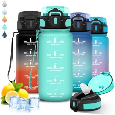 Grsta Trinkflasche, 500ml Trinkflasche Kinder, Wasserflasche mit Strohhalm, Leicht zu Reinigen, Wasserflasche Auslaufsicher, Mit Motivierendem Slogan, Flasche mit Zeitmarkierung, Flasche für Schule, Büro Grsta Trinkflasche, 500ml Trinkflasche Kinder, Wasserflasche mit Strohhalm, Leicht zu Reinigen, Wasserflasche Auslaufsicher, Mit Motivierendem Slogan, Flasche mit Zeitmarkierung, Flasche für Schule, Büro