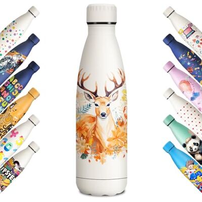 KollyKolla Edelstahl Trinkflasche 500ml, 3D-Druck Trinkflasche, Trinkflasche Sport, Kohlensäure Geeignet, Auslaufsicher Thermoskanne, BPA-Frei, Trinkflaschen für Kinder, Schule, Sport KollyKolla Edelstahl Trinkflasche 500ml, 3D-Druck Trinkflasche, Trinkflasche Sport, Kohlensäure Geeignet, Auslaufsicher Thermoskanne, BPA-Frei, Trinkflaschen für Kinder, Schule, Sport