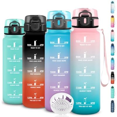 Grsta Trinkflasche 1l Trinkflasche Sport, Wasserflasche Auslaufsicher, Wasserflasche mit Zeitmarkierung und Uhrzeit, Flasche mit Uhrzeit, Flasche Erwachsene für Fitness, Reisen, Outdoor Grsta Trinkflasche 1l Trinkflasche Sport, Wasserflasche Auslaufsicher, Wasserflasche mit Zeitmarkierung und Uhrzeit, Flasche mit Uhrzeit, Flasche Erwachsene für Fitness, Reisen, Outdoor