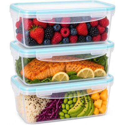 edihome , Tupperdosen, Frischhaltedosen Mit Deckel, 3 Stück 1,35 L, Gefrierdosen, Kunststoffbehälter BPA-Frei, Geeignet für Mikrowelle edihome , Tupperdosen, Frischhaltedosen Mit Deckel, 3 Stück 1,35 L, Gefrierdosen, Kunststoffbehälter BPA-Frei, Geeignet für Mikrowelle
