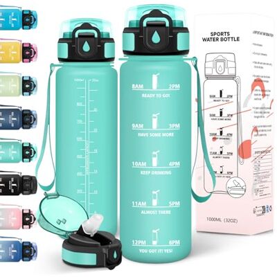 Motswedi Trinkflasche 1l, Kohlensäure Geeignet, Trinkflasche mit Strohhalm, Auslaufsicher, Wasserflasche, BPA-Frei, Flasche, Einhandöffnung, Trinkflaschen, für Fahrrad, Fitness, Outdoor, BlauGrün Motswedi Trinkflasche 1l, Kohlensäure Geeignet, Trinkflasche mit Strohhalm, Auslaufsicher, Wasserflasche, BPA-Frei, Flasche, Einhandöffnung, Trinkflaschen, für Fahrrad, Fitness, Outdoor, BlauGrün