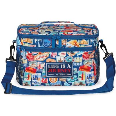 LEGAMI Lunchbag für das Mittagessen, Thema Travel Stickers, Lunchbag für das Mittagessen, großes Fassungsvermögen 7,7 Liter, verstellbarer Schultergurt, 28 x 17 x 15 cm LEGAMI Lunchbag für das Mittagessen, Thema Travel Stickers, Lunchbag für das Mittagessen, großes Fassungsvermögen 7,7 Liter, verstellbarer Schultergurt, 28 x 17 x 15 cm