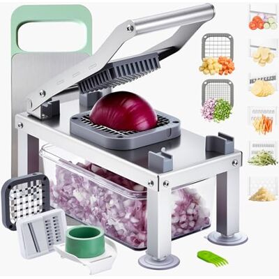 VEVOR Gemüseschneider, Mandolinenschneider, All-in-1-Gemüseschneider mit 8 Edelstahlklingen, Käsereibe, Zwiebel- & Kartoffelsalatschneider mit Behälter, Küchenhelfer & wichtige Haushaltsgeräte VEVOR Gemüseschneider, Mandolinenschneider, All-in-1-Gemüseschneider mit 8 Edelstahlklingen, Käsereibe, Zwiebel- & Kartoffelsalatschneider mit Behälter, Küchenhelfer & wichtige Haushaltsgeräte