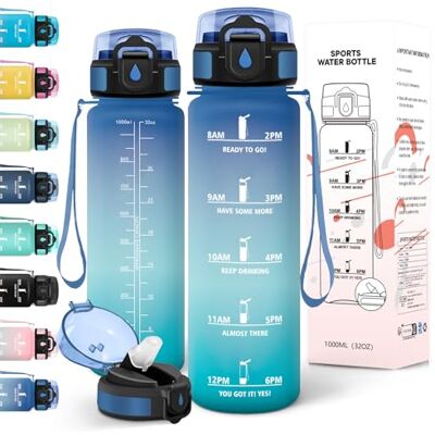 Motswedi Trinkflasche 1l, Kohlensäure Geeignet, Trinkflasche mit Strohhalm, Auslaufsicher, Wasserflasche, BPA-Frei, Flasche, Einhandöffnung, Trinkflaschen, für Fitness, Fahrrad, Outdoor, Blau Grün Motswedi Trinkflasche 1l, Kohlensäure Geeignet, Trinkflasche mit Strohhalm, Auslaufsicher, Wasserflasche, BPA-Frei, Flasche, Einhandöffnung, Trinkflaschen, für Fitness, Fahrrad, Outdoor, Blau Grün