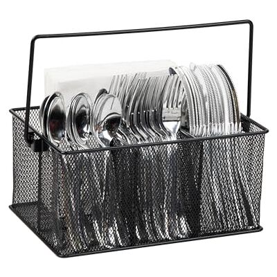 Mind Reader Utensilienhalter, Besteck-Organizer, Besteckhalter, Küche, Metallgitter, 25,4 cm L x 17,8 cm B x 12,9 cm H, Schwarz Mind Reader Utensilienhalter, Besteck-Organizer, Besteckhalter, Küche, Metallgitter, 25,4 cm L x 17,8 cm B x 12,9 cm H, Schwarz