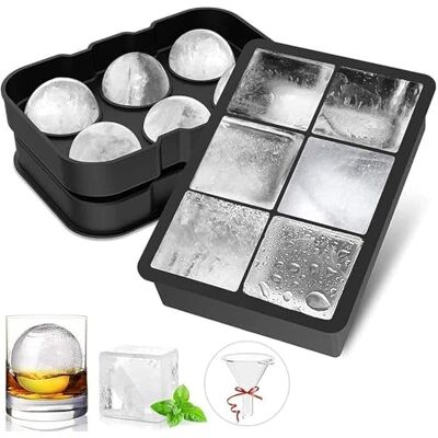 LUCKEA 2 Stück Eiswürfelform Silikon, Eiswürfelform Groß & Eiswürfelform Rund mit Trichter, Leicht Herauszuspringen, Wiederverwendbare BPA Frei Eiswürfelbehälter für Whiskey, Cocktails LUCKEA 2 Stück Eiswürfelform Silikon, Eiswürfelform Groß & Eiswürfelform Rund mit Trichter, Leicht Herauszuspringen, Wiederverwendbare BPA Frei Eiswürfelbehälter für Whiskey, Cocktails
