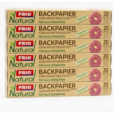 FRIO 120 Blatt Natürliches Backpapier 33x38 cm (Set mit 6 Packungen à 20), Antihaftbeschichtet, für Mikrowelle und Aufbewahrung Gebrauchsfertig, für Pizzen und Backbleche FRIO 120 Blatt Natürliches Backpapier 33x38 cm (Set mit 6 Packungen à 20), Antihaftbeschichtet, für Mikrowelle und Aufbewahrung Gebrauchsfertig, für Pizzen und Backbleche