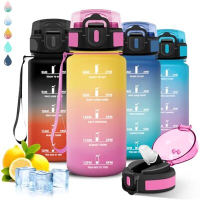 Grsta Trinkflasche, 500ml Trinkflasche Kinder, Wasserflasche mit Strohhalm, Auslaufsicher, Flasche Kohlensäure Geeignet, Mit Motivierendem Slogan, Wasserflasche mit Zeitmarkierung, für Schule, Camping Grsta Trinkflasche, 500ml Trinkflasche Kinder, Wasserflasche mit Strohhalm, Auslaufsicher, Flasche Kohlensäure Geeignet, Mit Motivierendem Slogan, Wasserflasche mit Zeitmarkierung, für Schule, Camping