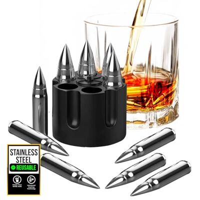MAD Eiswürfel Patronen, Whiskey Steine Bullets, Eiswürfel aus Edelstahl, Geschenke für Männer, Whiskey Steine Set MAD Eiswürfel Patronen, Whiskey Steine Bullets, Eiswürfel aus Edelstahl, Geschenke für Männer, Whiskey Steine Set