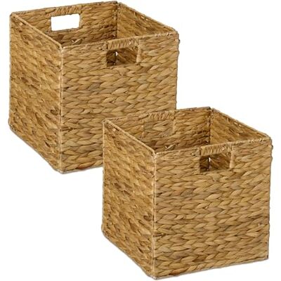 Relaxdays Aufbewahrungskorb, 2er Set, Wasserhyazinthe, Kleidung, Spielzeug, 30x30x30 cm, geflochtener Regalkorb, Natur Relaxdays Aufbewahrungskorb, 2er Set, Wasserhyazinthe, Kleidung, Spielzeug, 30x30x30 cm, geflochtener Regalkorb, Natur