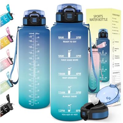 Baramumu Trinkflasche 1 5 liter, mit strohhalm, Trinkflasche Kohlensäure Geeignet, Mit Zeitstempel, Wasserflasche, Auslaufsicher, Flasche, für Fahrrad, Outdoor, Fitness, Blau-Grün Baramumu Trinkflasche 1 5 liter, mit strohhalm, Trinkflasche Kohlensäure Geeignet, Mit Zeitstempel, Wasserflasche, Auslaufsicher, Flasche, für Fahrrad, Outdoor, Fitness, Blau-Grün