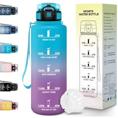 Motswedi Trinkflasche 1.5 Liter, Wasserflasche, Auslaufsicheres, Trinkflasche Kohlensäure Geeignet, mit Zeitstempel, Flasche, Sportflasche, für Sport, Uni, Büro & Outdoor, Fahrrad Blau&Lila Motswedi Trinkflasche 1.5 Liter, Wasserflasche, Auslaufsicheres, Trinkflasche Kohlensäure Geeignet, mit Zeitstempel, Flasche, Sportflasche, für Sport, Uni, Büro & Outdoor, Fahrrad Blau&Lila