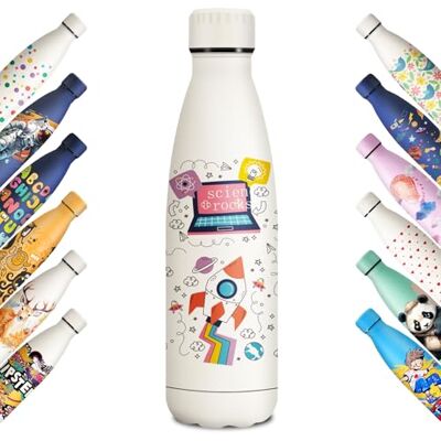 KollyKolla Edelstahl Trinkflasche 500ml, 3D-Druck Trinkflasche, Trinkflasche Sport, Kohlensäure Geeignet, Auslaufsicher Thermoskanne, BPA-Frei, Trinkflaschen für Kinder, Schule, Sport KollyKolla Edelstahl Trinkflasche 500ml, 3D-Druck Trinkflasche, Trinkflasche Sport, Kohlensäure Geeignet, Auslaufsicher Thermoskanne, BPA-Frei, Trinkflaschen für Kinder, Schule, Sport