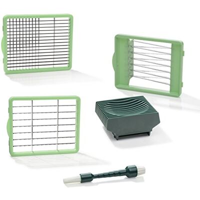 Genius Nicer Dicer Chef Messereinsätze 6x6 + 6x30 + 12x48 mm inkl. Tomateneinsatz 6 mm Messer nur mit dem Nicer Dicer Chef (Fassungsvermögen 2100ml) kompatibel Reinigungsbürste Genius Nicer Dicer Chef Messereinsätze 6x6 + 6x30 + 12x48 mm inkl. Tomateneinsatz 6 mm Messer nur mit dem Nicer Dicer Chef (Fassungsvermögen 2100ml) kompatibel Reinigungsbürste