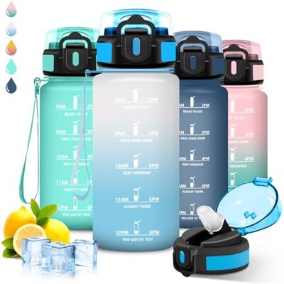 Grsta Trinkflasche- 500ml- Trinkflasche Kinder, Wasserflasche mit Strohhalm, Leicht zu Reinigen, Flasche Auslaufsicher, Mit Motivierendem Slogan, Wasserflasche mit Uhrzeit, Flasche für Schule, Camping Grsta Trinkflasche- 500ml- Trinkflasche Kinder, Wasserflasche mit Strohhalm, Leicht zu Reinigen, Flasche Auslaufsicher, Mit Motivierendem Slogan, Wasserflasche mit Uhrzeit, Flasche für Schule, Camping