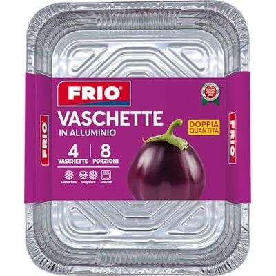 FRIO 12 Rechteckige Aluminium-Behälter 32x26,5x4,5 cm 8 Portionen Einweg Schalen für Ofen & Gefrierschrank Catering, Picknick, Camping, Schule, Buffet & Take-away, Grau FRIO 12 Rechteckige Aluminium-Behälter 32x26,5x4,5 cm 8 Portionen Einweg Schalen für Ofen & Gefrierschrank Catering, Picknick, Camping, Schule, Buffet & Take-away, Grau