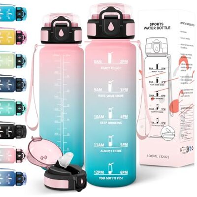 Motswedi Trinkflasche 1l, Kohlensäure Geeignet, Trinkflasche mit Strohhalm, Auslaufsicher, Wasserflasche, BPA-Frei, Flasche, Einhandöffnung, Trinkflaschen, für Fitness, Fahrrad, Outdoor, Grün Rosa Motswedi Trinkflasche 1l, Kohlensäure Geeignet, Trinkflasche mit Strohhalm, Auslaufsicher, Wasserflasche, BPA-Frei, Flasche, Einhandöffnung, Trinkflaschen, für Fitness, Fahrrad, Outdoor, Grün Rosa