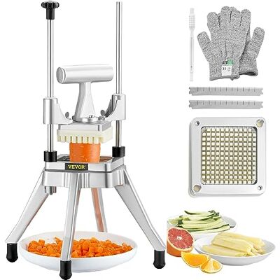 VEVOR Kartoffelschneider Pommes Frites Schneider 1/4 Zoll, Frittenschneider Gemüseschneider Kommerzieller Zerkleinerer Obstschneidemaschine mit 2 Ersatzklingen, Edelstahl Zerhacker Salat, Früchte VEVOR Kartoffelschneider Pommes Frites Schneider 1/4 Zoll, Frittenschneider Gemüseschneider Kommerzieller Zerkleinerer Obstschneidemaschine mit 2 Ersatzklingen, Edelstahl Zerhacker Salat, Früchte