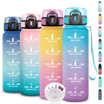 Grsta Trinkflasche- 1 liter- Trinkflasche Sport, Wassflasche mit Uhrzeit, Flasche Auslaufsicher, Wasserflasche mit Zeitmarkierung, Leicht zu Reinigen, Flasche Erwachsene für Fitness, Reisen, Büro Grsta Trinkflasche- 1 liter- Trinkflasche Sport, Wassflasche mit Uhrzeit, Flasche Auslaufsicher, Wasserflasche mit Zeitmarkierung, Leicht zu Reinigen, Flasche Erwachsene für Fitness, Reisen, Büro
