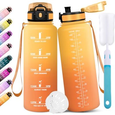 Motswedi Trinkflasche 1.5 Liter, Sport Wasserflasche, mit Bürste, Auslaufsicher, Trinkflasche Kohlensäure Geeignet, Flasche Sport, Wasserflasche Für Fitness, Camping, Wandern, Bernstein Gelb Orange Motswedi Trinkflasche 1.5 Liter, Sport Wasserflasche, mit Bürste, Auslaufsicher, Trinkflasche Kohlensäure Geeignet, Flasche Sport, Wasserflasche Für Fitness, Camping, Wandern, Bernstein Gelb Orange
