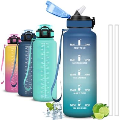 Mujigaga Wasserflasche- 1 5 liter- Trinkflasche Sport, Kann mit Dir Tragen, Flasche mit Strohhalm, Wasserflasche mit Zeitmarkierung, Auslaufsicher, für Running, Camping, Wandern Mujigaga Wasserflasche- 1 5 liter- Trinkflasche Sport, Kann mit Dir Tragen, Flasche mit Strohhalm, Wasserflasche mit Zeitmarkierung, Auslaufsicher, für Running, Camping, Wandern