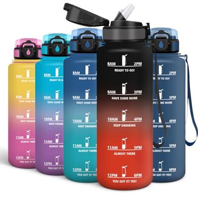 Motswedi Trinkflasche Sport, Wasserflasche 1500 ml, mit Zeitmarkierungen, Trinkflasche Kohlensäure Geeignet, Flasche, Sport Wasserflasche für Fitness, Wandern, Schwarz & Rot Motswedi Trinkflasche Sport, Wasserflasche 1500 ml, mit Zeitmarkierungen, Trinkflasche Kohlensäure Geeignet, Flasche, Sport Wasserflasche für Fitness, Wandern, Schwarz & Rot