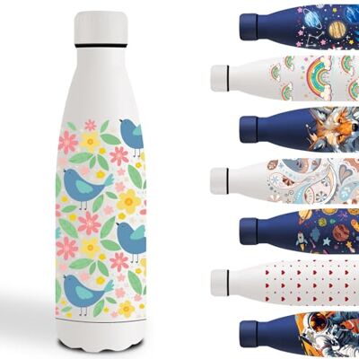 Grsta Trinkflasche 500ml, Trinkflasche Edelstahl, Thermosflasche Kinder BPA- Freie, Thermosflasche Personalisiert mit Vogel, Flasche Metall, Wasserflasche Doppelwandig, für Schule, Camping, Running, Weiß Grsta Trinkflasche 500ml, Trinkflasche Edelstahl, Thermosflasche Kinder BPA- Freie, Thermosflasche Personalisiert mit Vogel, Flasche Metall, Wasserflasche Doppelwandig, für Schule, Camping, Running, Weiß