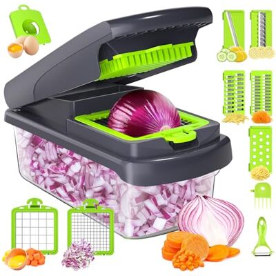 Romon Gemüseschneider, Hobel Gemüse, Gemüse Schneider, 15 in 1 Multifunktionsschneider Gemüsehobel & Schneider, Gemüseschneider Manuell für Würfel, Stifte, Scheiben, Streifen & Viertel Romon Gemüseschneider, Hobel Gemüse, Gemüse Schneider, 15 in 1 Multifunktionsschneider Gemüsehobel & Schneider, Gemüseschneider Manuell für Würfel, Stifte, Scheiben, Streifen & Viertel