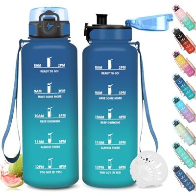 Mujigaga Trinkflasche 1.5l, Trinkflasche Sport mit Uhrzeit und Schnürung, Wasserflasche Auslaufsicher, Sportflasche mit Zeitmarkierung, Flasche Leicht zu Reinigen, für Arbeit, Wandern, Gym Mujigaga Trinkflasche 1.5l, Trinkflasche Sport mit Uhrzeit und Schnürung, Wasserflasche Auslaufsicher, Sportflasche mit Zeitmarkierung, Flasche Leicht zu Reinigen, für Arbeit, Wandern, Gym