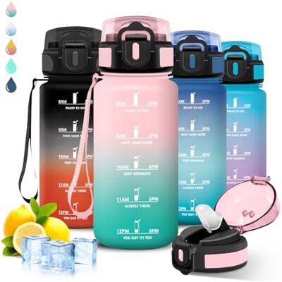 Grsta Trinkflasche Kinder, Trinkflasche 500ml, Wasserflasche mit Strohhalm, Auslaufsicher, Wasserflasche Kohlensäure Geeignet, Mit Motivierendem Slogan, Flasche Motivation, Flasche für Schule, Camping Grsta Trinkflasche Kinder, Trinkflasche 500ml, Wasserflasche mit Strohhalm, Auslaufsicher, Wasserflasche Kohlensäure Geeignet, Mit Motivierendem Slogan, Flasche Motivation, Flasche für Schule, Camping
