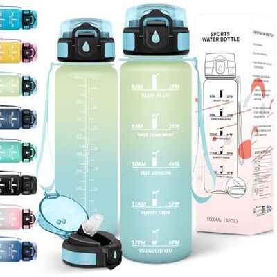 Motswedi Trinkflasche 1l, Kohlensäure Geeignet, Trinkflasche mit Strohhalm, Auslaufsicher, Wasserflasche, BPA-Frei, Flasche, Trinkflaschen, für Fitness, Fahrrad, Wandern,Cremeweiß Hellblau Motswedi Trinkflasche 1l, Kohlensäure Geeignet, Trinkflasche mit Strohhalm, Auslaufsicher, Wasserflasche, BPA-Frei, Flasche, Trinkflaschen, für Fitness, Fahrrad, Wandern,Cremeweiß Hellblau