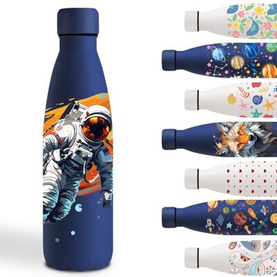 Grsta Trinkflasche 500ml, Trinkflasche Edelstahl, Wasserflasche mit Planetenmuster, Isolierflasche Personalisiert für Astronaut, Isolierflasche Doppelwandige, Flasche für Schule, Camping, Running, Sport Grsta Trinkflasche 500ml, Trinkflasche Edelstahl, Wasserflasche mit Planetenmuster, Isolierflasche Personalisiert für Astronaut, Isolierflasche Doppelwandige, Flasche für Schule, Camping, Running, Sport