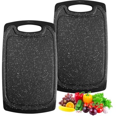 Romon Schneidebrett Kunststoff, 2 Stücke Schneidebretter Rutschfeste Griffe Cutting board, 33×19.8CM Chopping Board Spülmaschinenfest Professionelles Küchenbrett Schneidebrett Set für Küche Camping Romon Schneidebrett Kunststoff, 2 Stücke Schneidebretter Rutschfeste Griffe Cutting board, 33×19.8CM Chopping Board Spülmaschinenfest Professionelles Küchenbrett Schneidebrett Set für Küche Camping