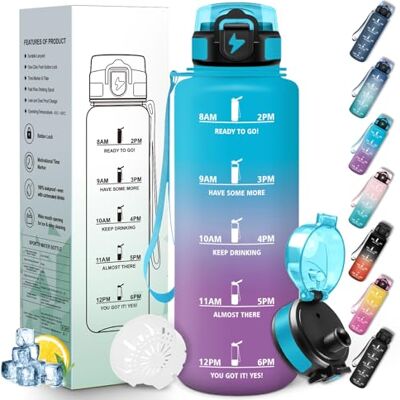 Mulbijeo Trinkflasche Sport, Auslaufsicher 1500 ML, Wasserflasche, Zeitmarkierung und Motivierende, Trinkflasche Kohlensäure Geeignet Blauer & Lila Gradient Mulbijeo Trinkflasche Sport, Auslaufsicher 1500 ML, Wasserflasche, Zeitmarkierung und Motivierende, Trinkflasche Kohlensäure Geeignet Blauer & Lila Gradient