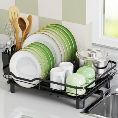 ROTTOGOON 304 Edelstahl Geschirr Abtropfständer Abtropfgestell mit Messerblock & Utensilienkorb Upgrade Ablaufsystem & Anti-Rutsch Füße für Küche Schwarz ROTTOGOON 304 Edelstahl Geschirr Abtropfständer Abtropfgestell mit Messerblock & Utensilienkorb Upgrade Ablaufsystem & Anti-Rutsch Füße für Küche Schwarz