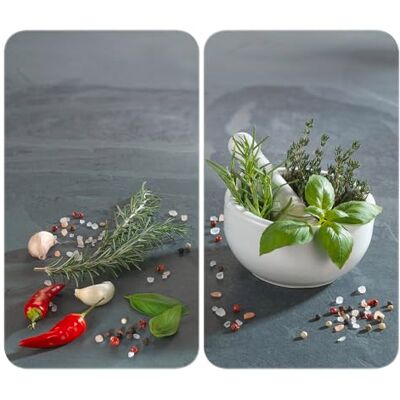 WENKO Herdabdeckplatte Universal Mod. Kräuterküche, höhenverstellbar für alle Herdarten, Schneidebrett und Spritzschutz, Glas, 30 x 52 cm, 2-teilig WENKO Herdabdeckplatte Universal Mod. Kräuterküche, höhenverstellbar für alle Herdarten, Schneidebrett und Spritzschutz, Glas, 30 x 52 cm, 2-teilig