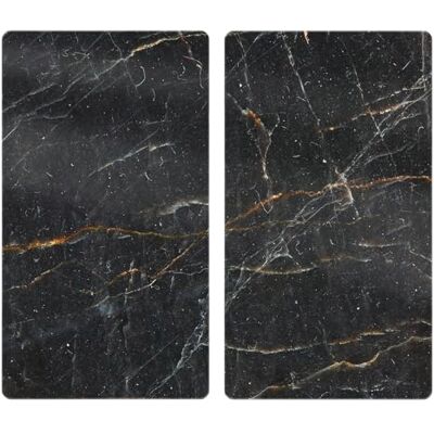 Allstar Herdabdeckplatte aus Glas, 2er Set, für Glaskeramik- und Induktionskochfelder, Herdabdeckung, Glasschneidebrett & Spritzschutz für die Küchenwand, 30 x 52 cm, Mod. Marmor schwarz Allstar Herdabdeckplatte aus Glas, 2er Set, für Glaskeramik- und Induktionskochfelder, Herdabdeckung, Glasschneidebrett & Spritzschutz für die Küchenwand, 30 x 52 cm, Mod. Marmor schwarz