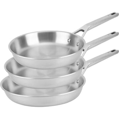 Florina Set Bratpfannen aus Edelstahl LUCIDA 20 CM, 24 CM, 28 CM 3-teilig 3-Schicht-Konstruktion Aluminiumkern Backofenfest Ergonomischer Griff Spiegelglanz Alle Herdarten Florina Set Bratpfannen aus Edelstahl LUCIDA 20 CM, 24 CM, 28 CM 3-teilig 3-Schicht-Konstruktion Aluminiumkern Backofenfest Ergonomischer Griff Spiegelglanz Alle Herdarten