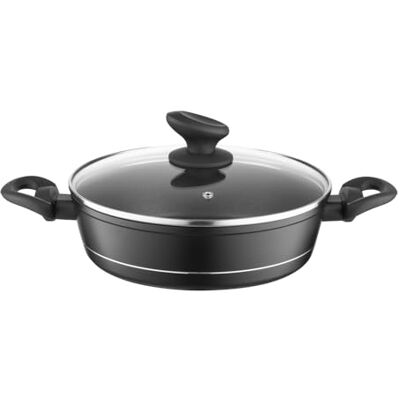 Florina Aluminium Topf (2,3 l) 24 cm I Kochtopf DELUX mit Glasdeckel I Messbecher & Antikratz-Beschichtung I Niedriger Topf mit Induktionsboden I Induktionsherd, Gasherd, Elektroherd (Schwarz) Florina Aluminium Topf (2,3 l) 24 cm I Kochtopf DELUX mit Glasdeckel I Messbecher & Antikratz-Beschichtung I Niedriger Topf mit Induktionsboden I Induktionsherd, Gasherd, Elektroherd (Schwarz)