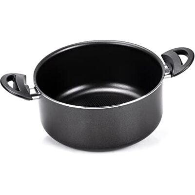 Moneta Gea Kochtopf mit 2 Griffen, 20 cm, Aluminium, 100% recycelt, für jede Kochplatte inklusive Induktion, hergestellt in Italien, Schwarz Moneta Gea Kochtopf mit 2 Griffen, 20 cm, Aluminium, 100% recycelt, für jede Kochplatte inklusive Induktion, hergestellt in Italien, Schwarz